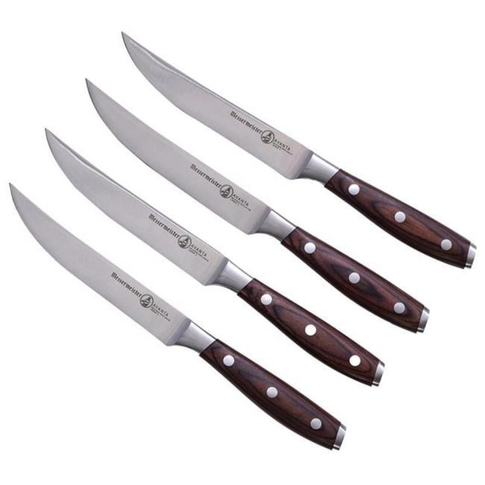 Avanta Pakka Wood 5" Forged Stainless Steel 4 Piece Steak Knife Set
